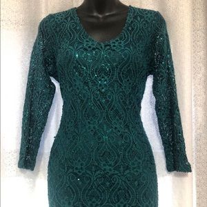 Emerald green maxi sequins dress